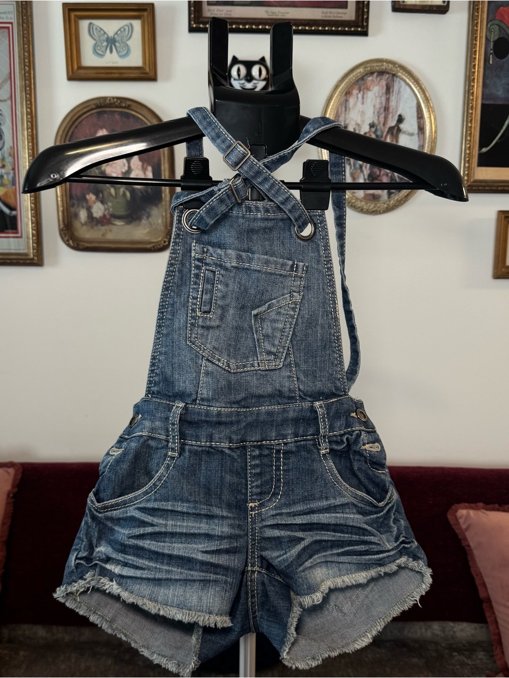 Y2K Hot Kiss Blue Denim Overalls